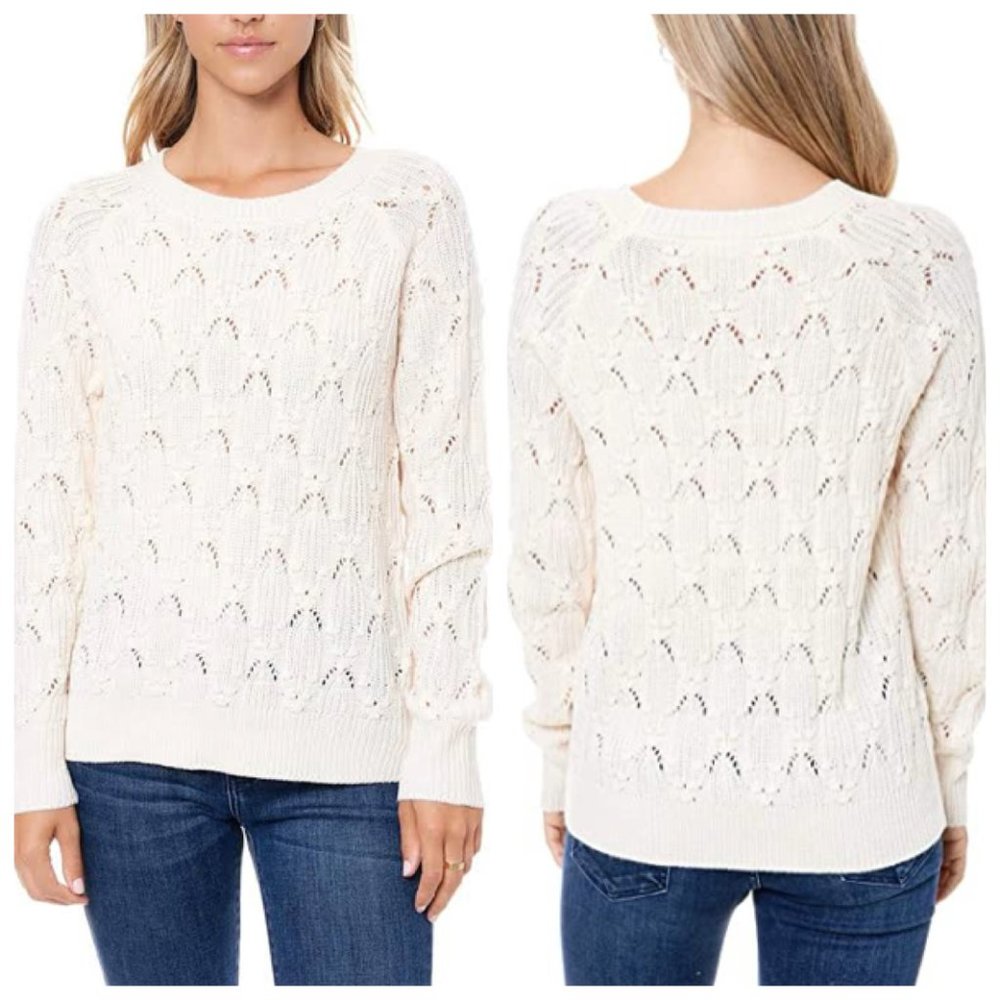 Elodie Scallop Pointelle Sweater Ivory Large NWT